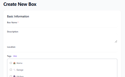 create a storage bin in BoxQR